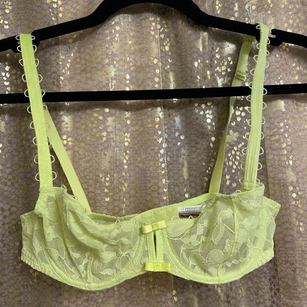 Maison Lejaby Miss Top Half Cup Bra Sunny Neon Yellow Green 32B NWOT